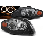 Paire de feux phares Audi A4 B7 de 2004 a 2008 angel eyes noir