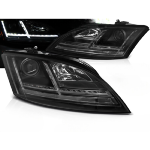 Paire de feux phares Audi TT 8J de 2006 a 2010 Daylight led noir Xenon Seq