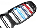 Grille de calandre avant BMW Serie 1 F40 de 2019 a 2024 Double barre noir brillant + tricolor