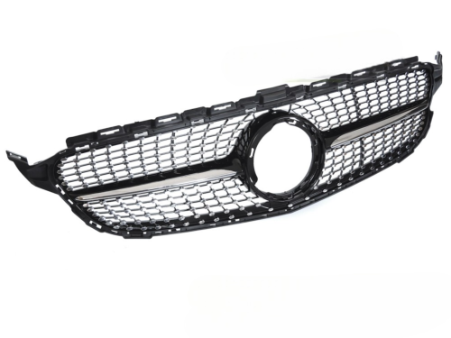 Grille calandre Mercedes classe C W205 18-21 Look Diamant Noir Chrome