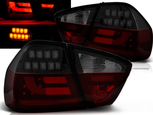 Paire de feux arriere BMW serie 3 E90 Berline 05-08 LED BAR rouge fume Noir