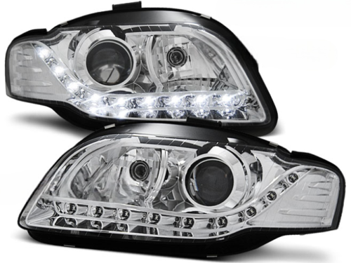 Paire de feux phares Audi A4 B7 de 2004 a 2008 Daylight led chrome