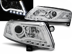Paire de feux phares Audi A6 4F de 2004 a 2008 Tubelight led DRL chrome