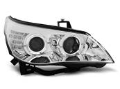 Paire de feux phares BMW Serie 5 E60 de 2003 a 2007 angel eyes chrome + Cligno led