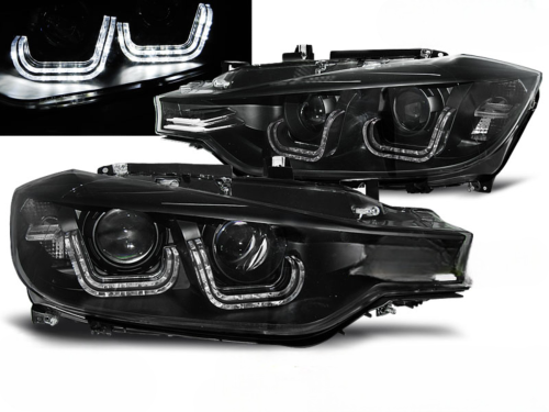Paire de feux phares BMW serie 3 F30/F31 de 2011 a 2015 U-led bar DRL Xenon noir