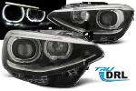 Paire de feux phares BMW serie 1 F20 / F21 11-14 angel eyes DRL noir