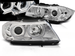 Paire de feux phares BMW serie 3 E90 / E91 de 2005 a 2008 angel eyes 3D led chrome