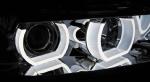 Paire de feux phares BMW serie 3 E90 / E91 de 2005 a 2008 angel eyes 3D led chrome