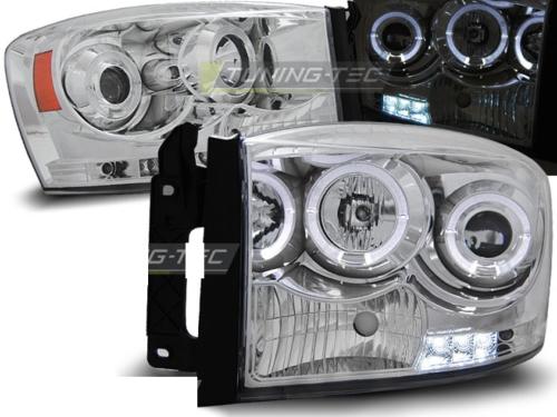 Paire de feux phares Dodge Ram 06-08 angel eyes chrome