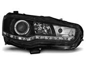 Paire de feux phares Mitsubishi Lancer 8 08-16 Angel Eyes led noir