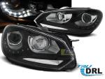 Paire de feux phares VW Golf 6 08-12 Daylight led DRL noir
