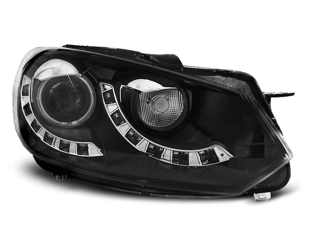 Paire de feux phares VW Golf 6 08-12 Daylight led DRL noir