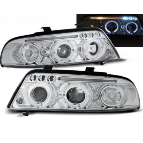 Paire de feux phares Audi A4 B5 de 1999 a 2000 angel eyes chrome