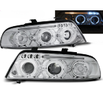 Paire de feux phares Audi A4 B5 de 1999 a 2000 angel eyes chrome