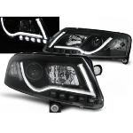 Paire de feux phares Audi A6 4F de 2004 a 2008 Tubelight led DRL noir