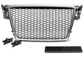Grille de calandre pour Audi A4 B8 2008 a 2011 look Sport argent et noir