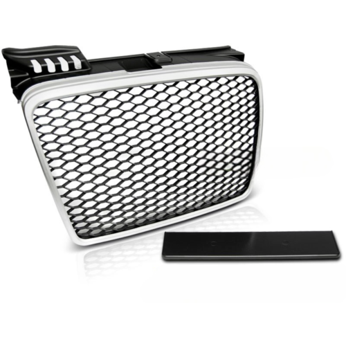 Grille de calandre pour Audi A4 B7 de 11/2004 a 03/2008 look Sport Argent et noir