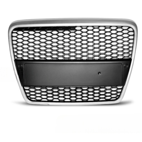 Calandre Avant pour Audi A6 C6 Look Sport de 04/2004 a 2008 Argent et noir