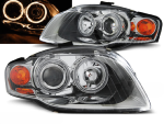 Paire de feux phares Audi A4 B7 de 2004 a 2008 angel eyes chrome