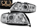 Paire de feux phares avant Audi A6 C5 de 2001 a 2004 angel eyes chrome