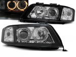 Paire de feux phares avant Audi A6 C5 de 2001 a 2004 angel eyes noir