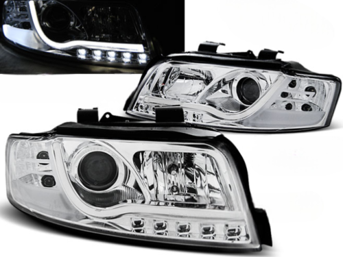 Paire de feux phares Audi A4 de 2000 a 2004 Tube Light DRL chrome led