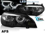 Paire feux phares BMW X5 E70 07-13 Xenon Angel Eyes Led DRL Noir AFS