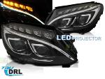 Paire de feux phares Mercedes Classe C W205 14-18 LED DRL Noir