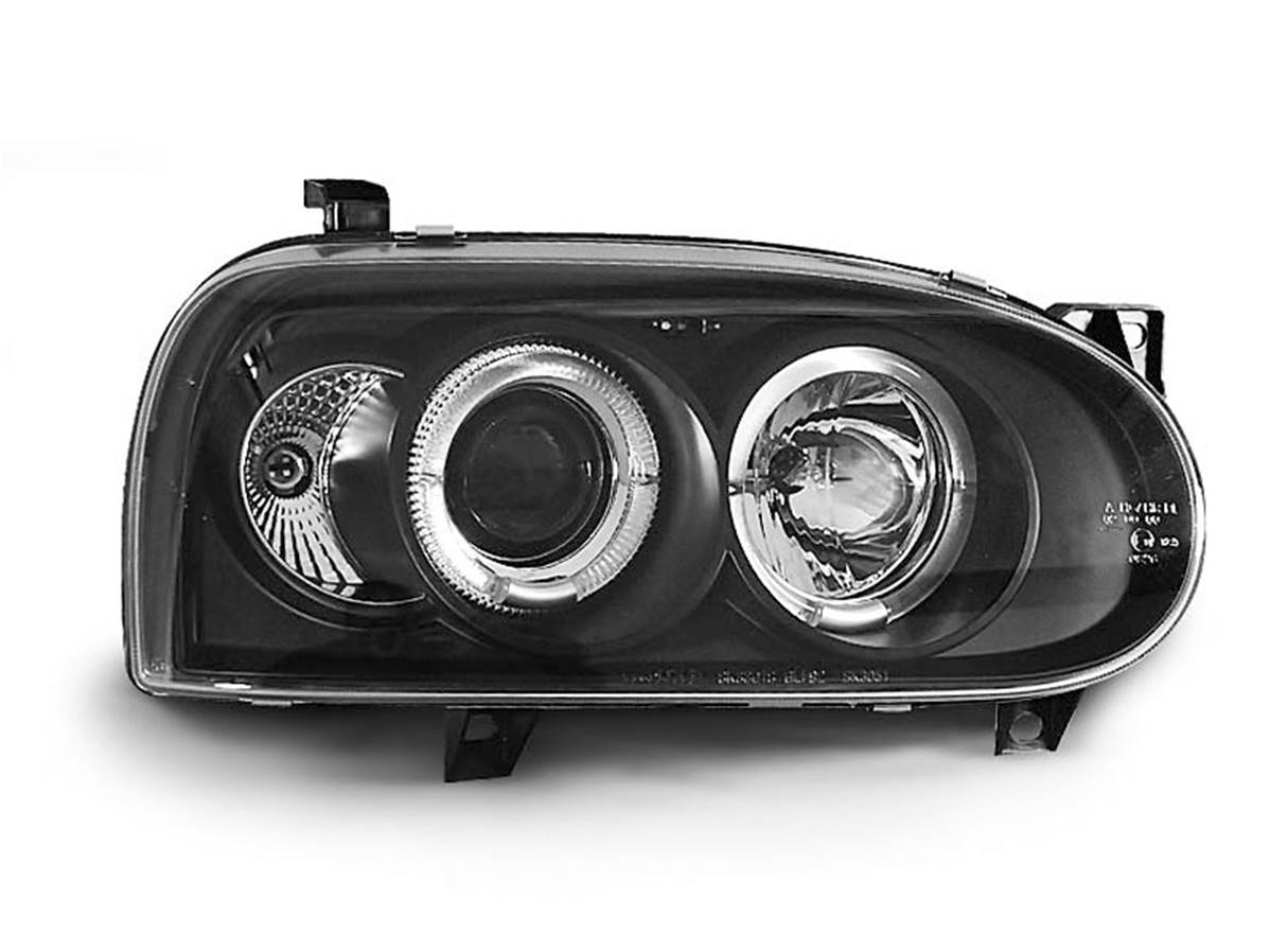 Paire de feux phares VW Golf 3 91-97 angel eyes noir