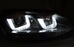 Paire de feux phares VW Golf 7 12-17 LED U-type DRL Noir ligne rouge