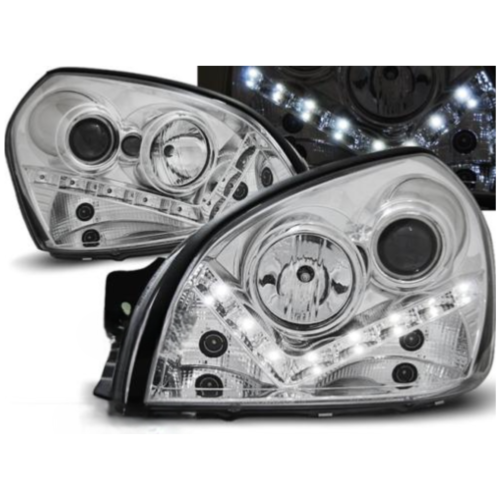 Paire de feux phares Hyundai Tucson 04-10 Daylight led chrome