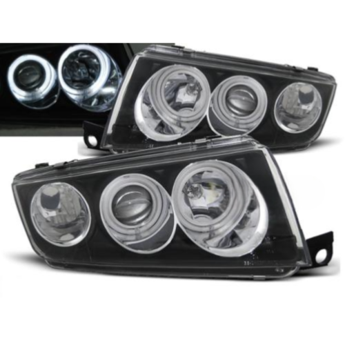 Paire de feux phares Skoda Fabia 99-08 angel eyes CCFL noir