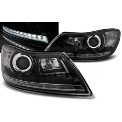 Paire de feux phares Skoda Octavia 09-12 Daylight led noir