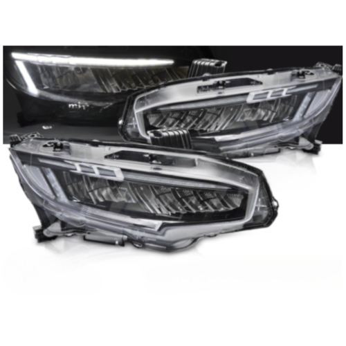 Paire de feux phares Honda Civic de 2016 a 2021 FULL LED DRL Dyn Noir