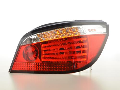 Paire feux arrière BMW Serie 5 E60 Berline 2008 a 2009 Rouge Chrome Led