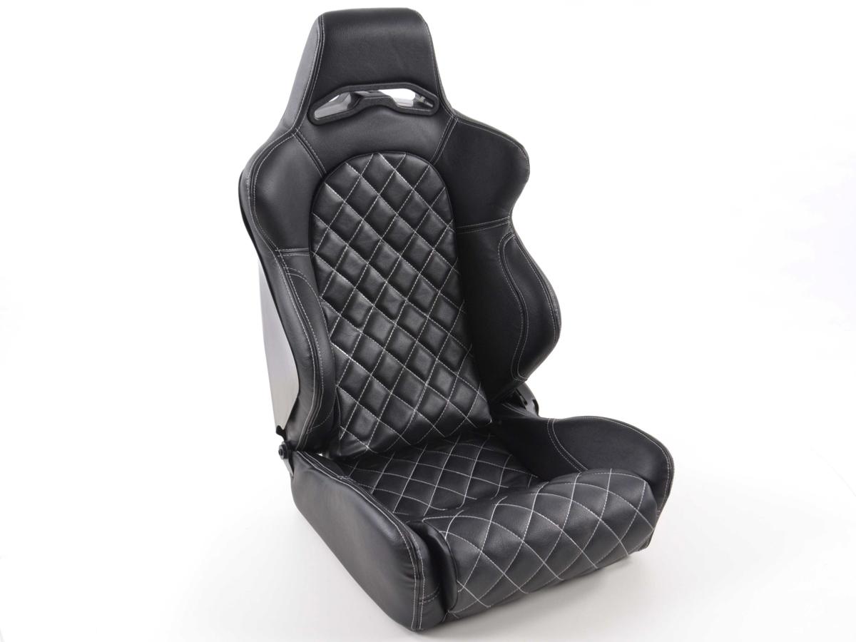 Paire de siege baquet Las Vegas Noir Simili Cuir inclinable Rabattable