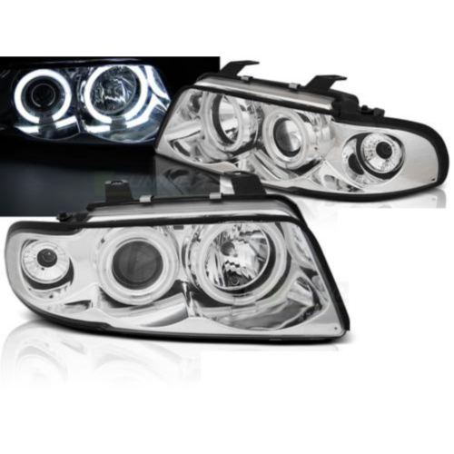 Paire de feux phares Audi A4 B5 de 1994 a 1998 angel eyes CCFL chrome