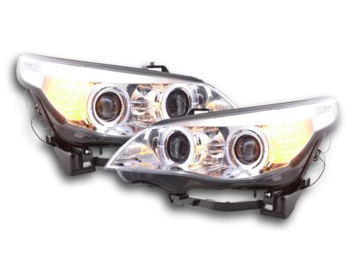 Paire de feux phares Angel Eyes BMW Serie 5 E60/E61 de 03 a 07 chrome