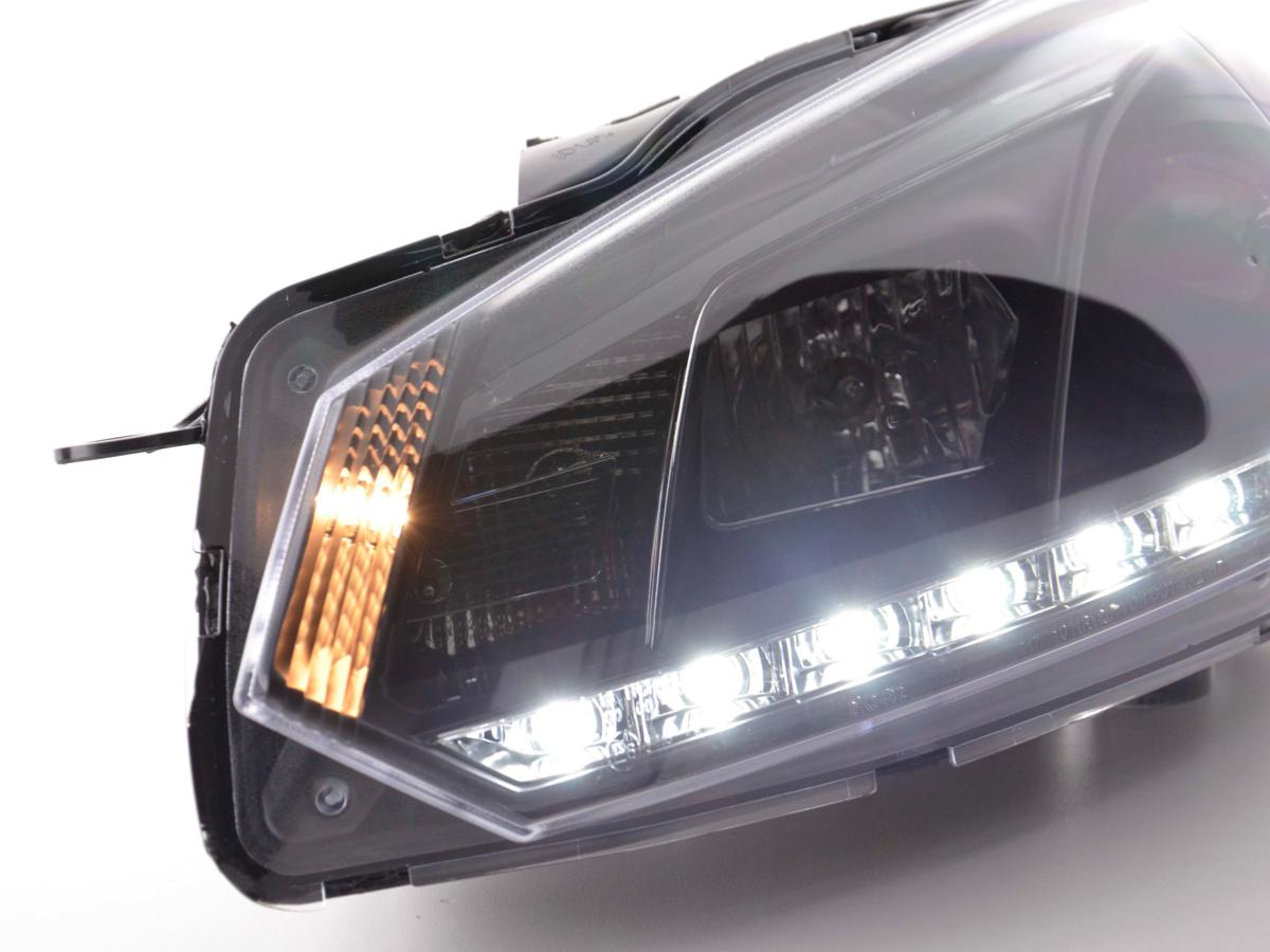 Paire de feux phares VW Golf 6 08-12 Daylight led DRL noir