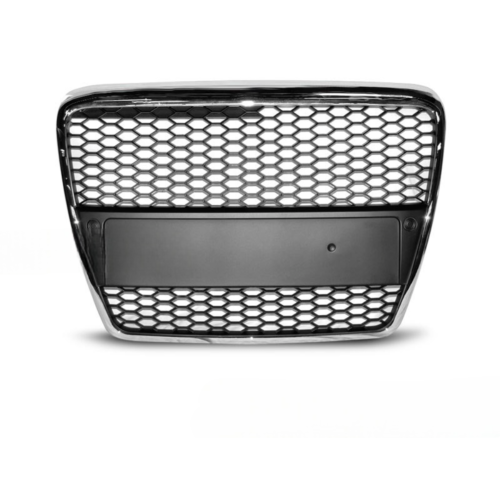 Grille de calandre pour Audi A6 C6 de 04/2004 a 2008 look Sport Chrome et noir