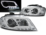 Paire de feux phares Audi A3 8P de 2008 a 2012 chrome TubeLight LTI DRL