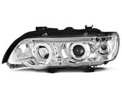 Paire de phares avant BMW X5 E53 99-03 angel eyes chrome