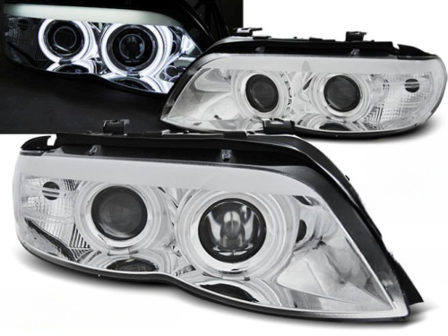 Paire de feux phares BMW X5 E53 de 2003 a 2006 angel eyes CCFL Xenon Chrome