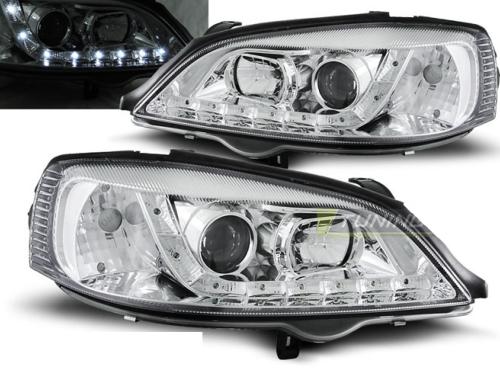 Paire de feux phares Opel Astra G 97-04 Daylight led chrome