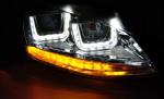 Paire de feux phares VW Golf 7 12-17 LED U-type DRL Noir ligne rouge