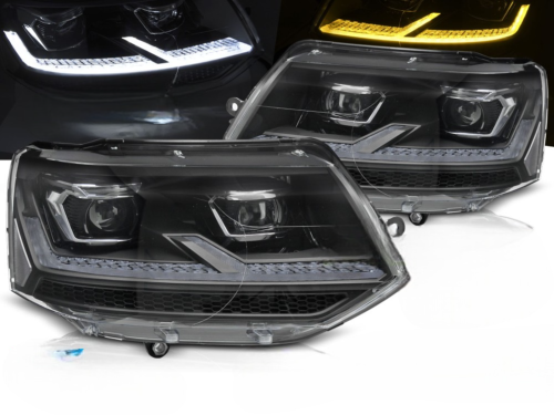 Paire de feux phares VW T5.1 de 2010 a 2015 FULL LED TRU DRL DYN Noir Chrome