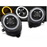 Paire de feux phares Mini Cooper F55-F56-F57 de 2014 a 2017 - FULL LED DRL Noir