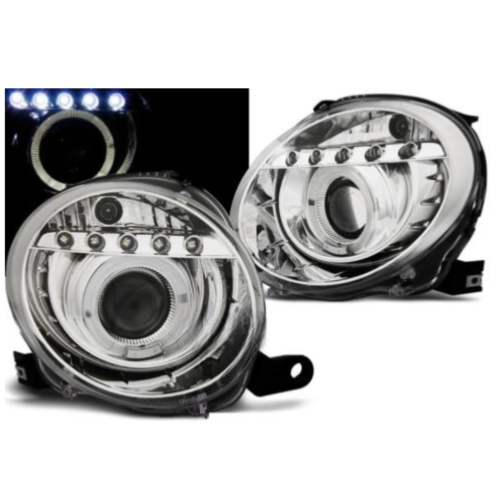 Paire de feux phares Fiat 500 07-15 Daylight led chrome