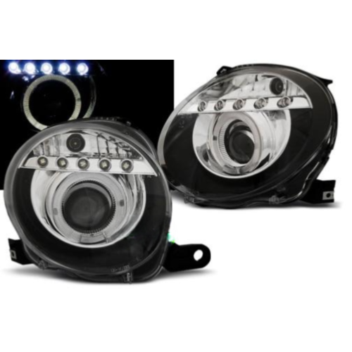 Paire de feux phares Fiat 500 07-15 Daylight led noir