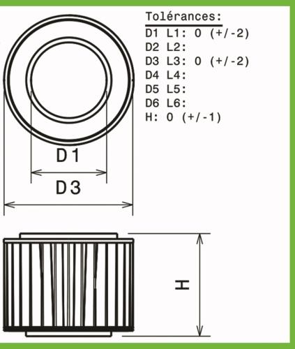 Filtre a air Green pour VW Caddy de 1995 a 2004 1.6l-75cv